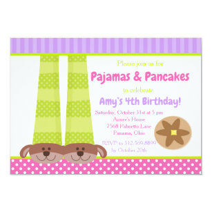 Dog Slippers Pajamas and Pancakes Party Invitation