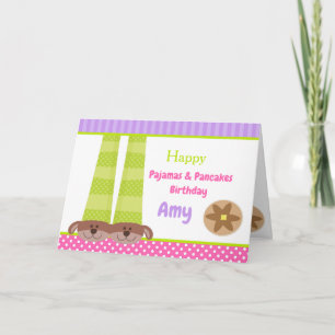 Dog Slippers Pyjamas & Pancakes Birthday Party Card