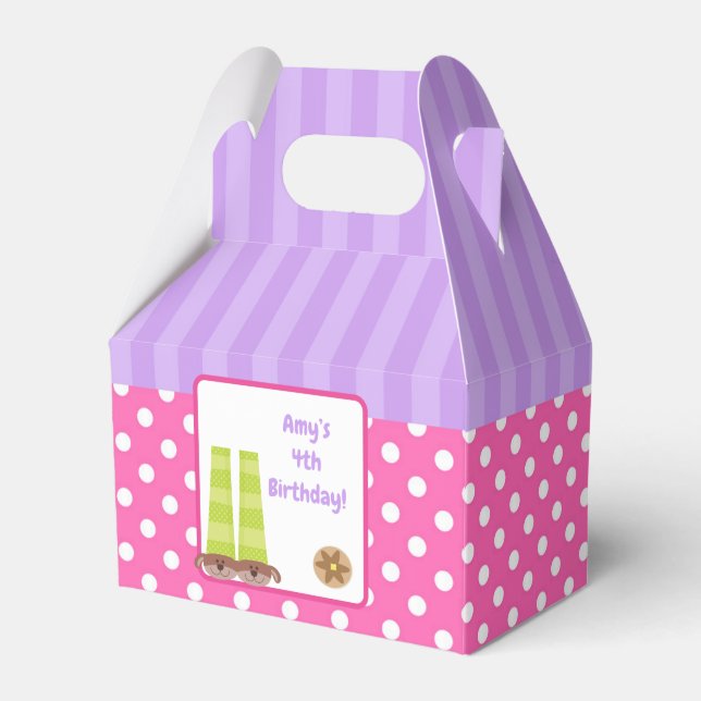 Dog Slippers Pyjamas & Pancakes Birthday Party Favour Box (Front Side)