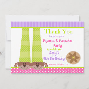 Dog Slippers Pyjamas & Pancakes Birthday Party Thank You Card