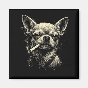Dog Smoking Cigarette Chihuahua Meme Illustration Magnet