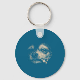 Dog Smoking Cigarette Chihuahua Meme Key Ring