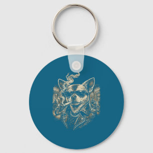Dog Smoking Cigarette Chihuahua Meme Key Ring