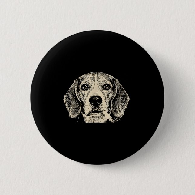 Dog Smoking Cigarette Funny Beagle Meme  6 Cm Round Badge (Front)