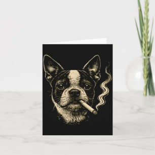 Dog Smoking Cigarette Funny Boston Artwork Card