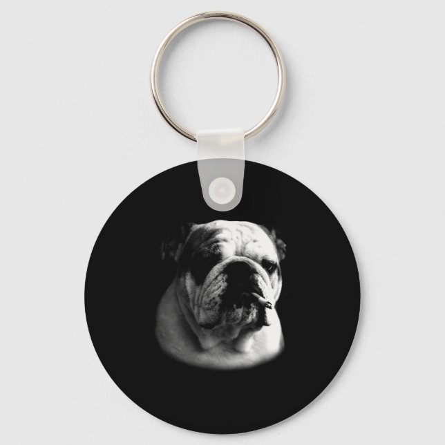 Dog Smoking Cigarette Funny Bulldog Artwork Key Ring (Front)