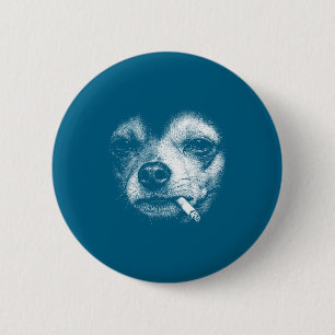 Dog Smoking Cigarette Funny Chihuahua Brainrot Mem 6 Cm Round Badge