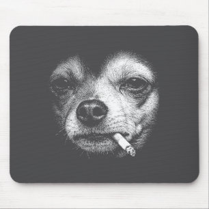Dog Smoking Cigarette Funny Chihuahua Brainrot Mem Mouse Pad