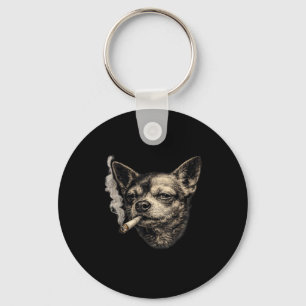 Dog smoking cigarette funny chihuahua meme funny key ring