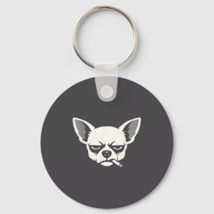 Dog Smoking Cigarette Funny Chihuahua Meme Key Ring