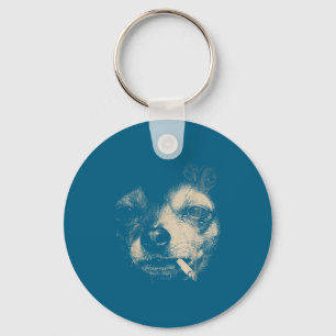 Dog Smoking Cigarette Funny Chihuahua Meme Key Ring