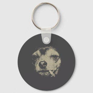 Dog Smoking Cigarette Funny Chihuahua Meme  Key Ring