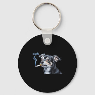 Dog smoking cigarette funny chihuahua meme  key ring