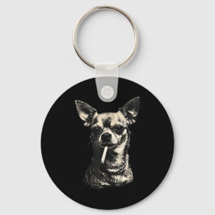 Dog smoking cigarette funny chihuahua meme  key ring
