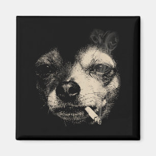 Dog Smoking Cigarette Funny Chihuahua Meme Magnet
