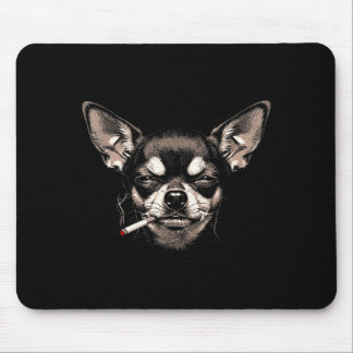 Dog Smoking Cigarette Funny Chihuahua Meme Men Wom Mouse Pad
