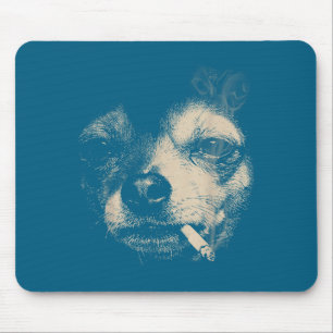 Dog Smoking Cigarette Funny Chihuahua Meme Mouse Pad
