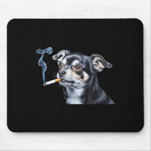 Dog smoking cigarette funny chihuahua meme mouse pad