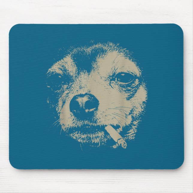 Dog Smoking Cigarette Funny Chihuahua Meme  Mouse Pad (Front)