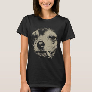 Dog Smoking Cigarette Funny Chihuahua Meme T-Shirt