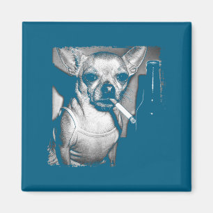 Dog Smoking Cigarette Funny Chihuahua Meme Vintage Magnet