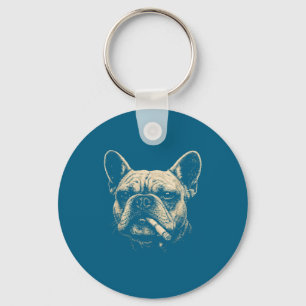 Dog Smoking Cigarette Funny Cool French Bulldog Me Key Ring