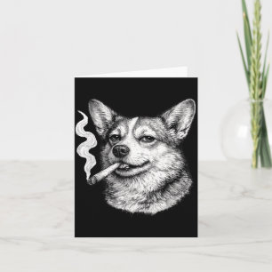 Dog smoking cigarette funny corgi meme father's da card