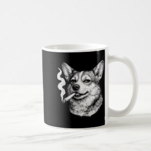 Dog smoking cigarette funny corgi meme father's da coffee mug