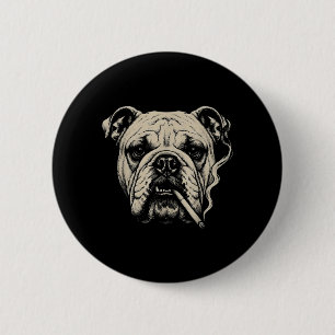 Dog Smoking Cigarette Funny English Bulldog Meme 6 Cm Round Badge