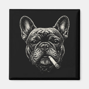 Dog Smoking Cigarette Funny French Bulldog Meme Magnet