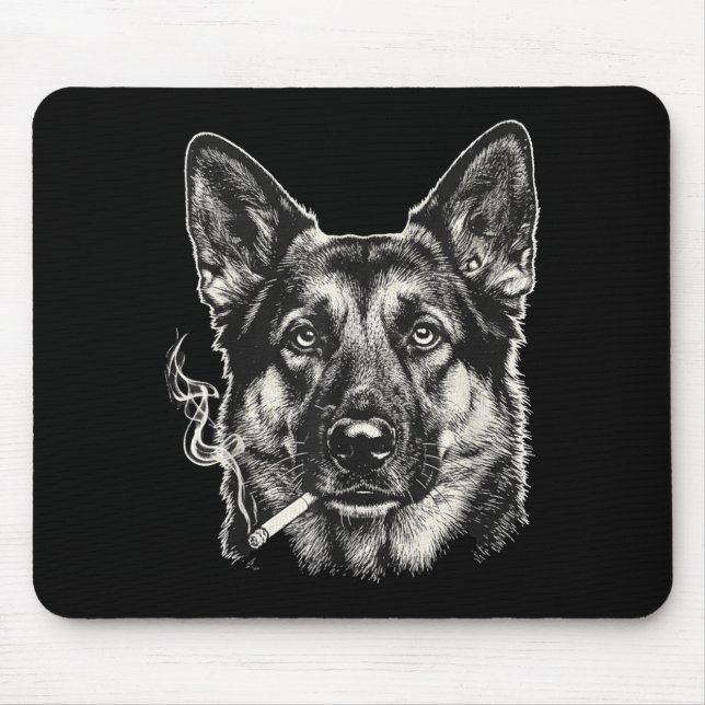 Dog smoking cigarette funny german shepard meme Do Mouse Pad (Front)