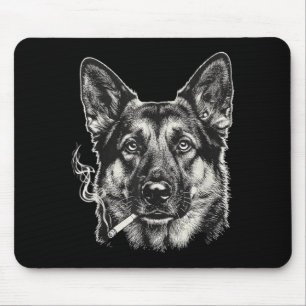 Dog Smoking Cigarette Funny German Shepard Meme Mouse Pad