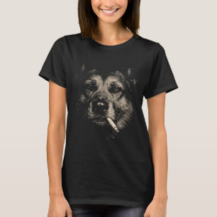 Dog Smoking Cigarette Funny German Shepherd Dog T-Shirt