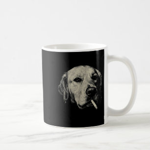 Dog smoking cigarette funny golden retriever meme coffee mug