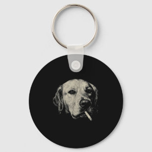 Dog smoking cigarette funny golden retriever meme  key ring