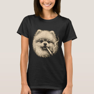 Dog Smoking Cigarette Funny Meranian Meme T-Shirt