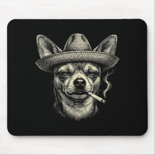 Dog Smoking Cigarette Meme Funny Chihuahua In Somb Mouse Pad