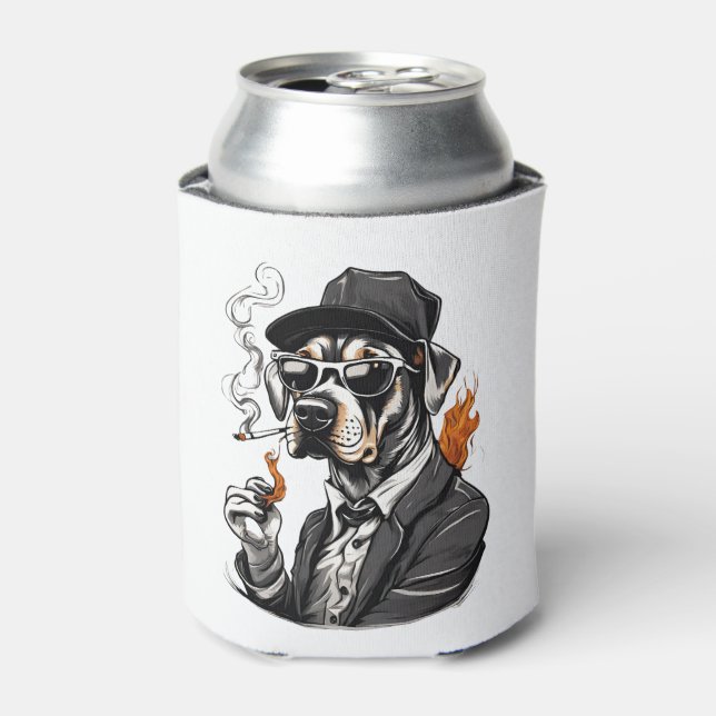 Dog Smoking Essential T-Shirt Can Cooler (Can Front)