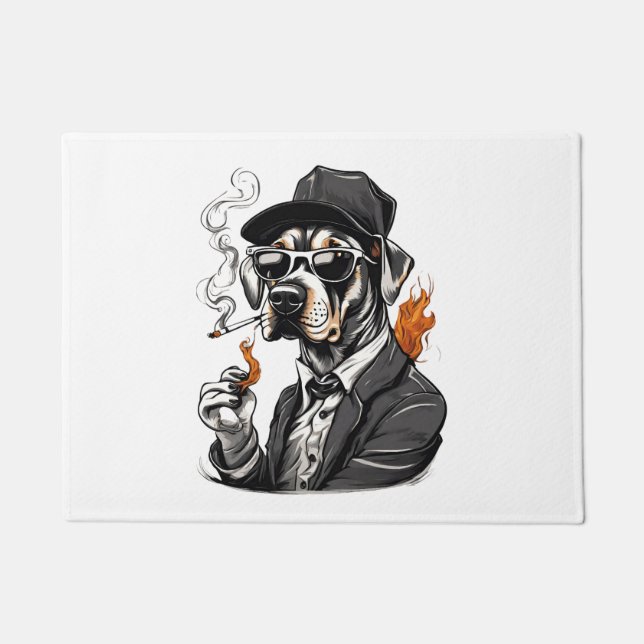 Dog Smoking Essential T-Shirt Doormat (Front)