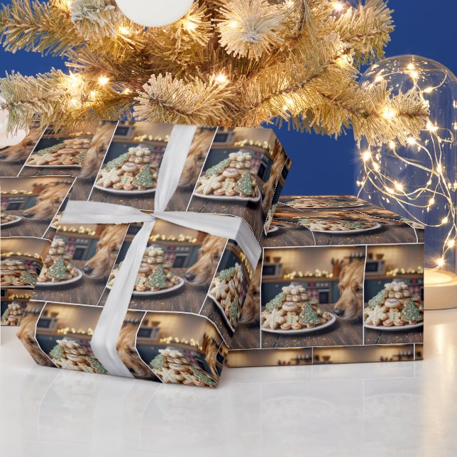 Dog Sniffing Christmas Sugar Cookies Wrapping Paper (Holidays)