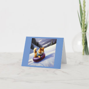 Dog Snow Tubing Card