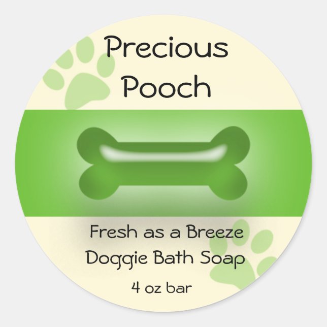 Dog Soap Label - green circle (Front)
