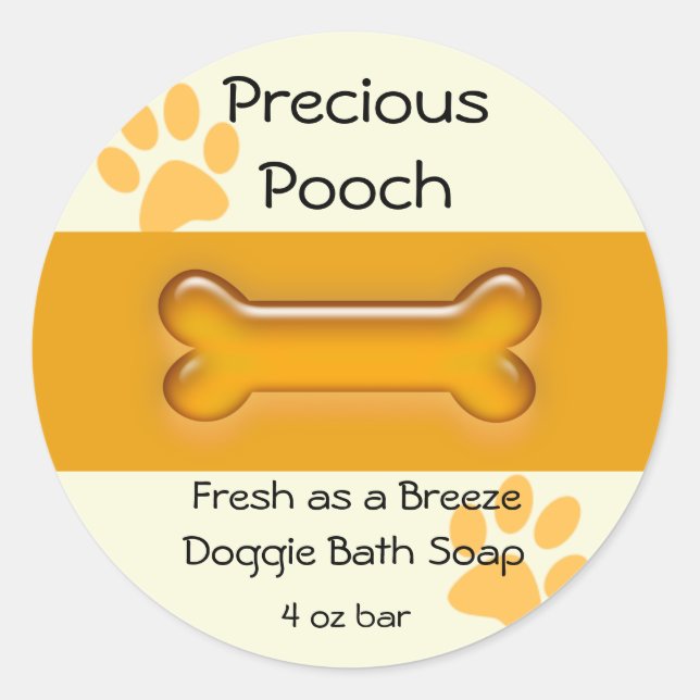 Dog Soap Label - orange circle (Front)