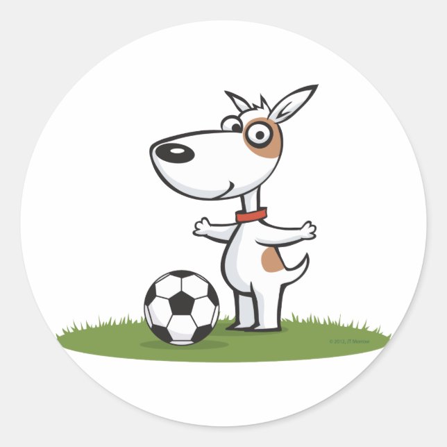Dog Soccer Classic Round Sticker (Front)