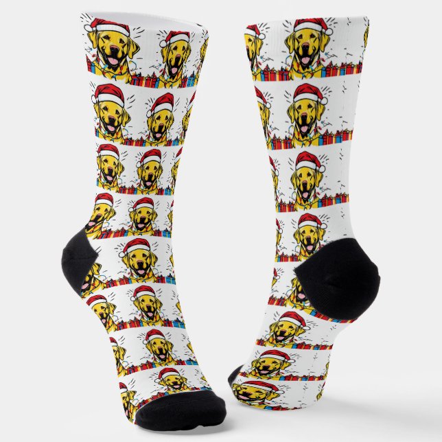 dog socks with Christmas hats (Angled)