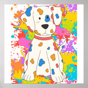 dog splash paint poster