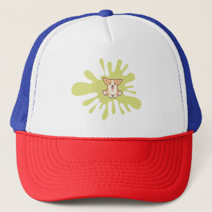 dog splash paint trucker hat