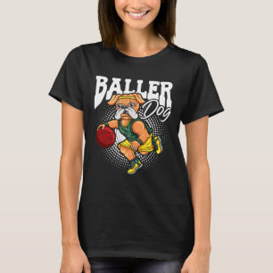Dog Sports Athlete Bulldog Muscular Dog Basketball T-Shirt