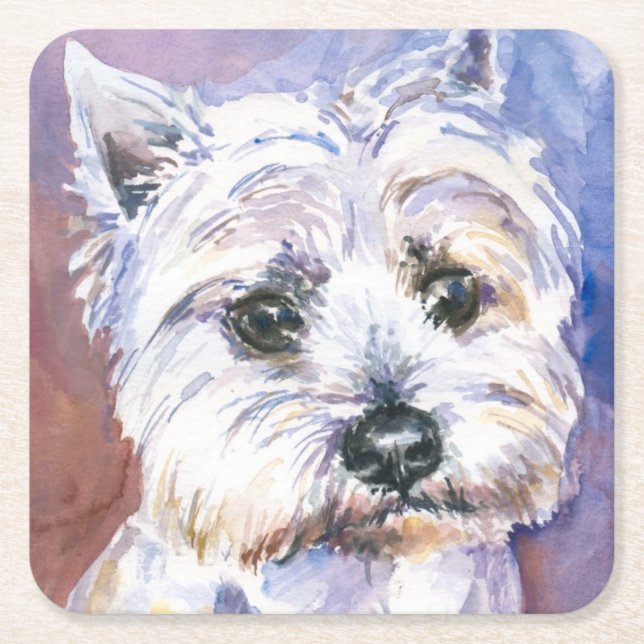 Dog Square Paper Coaster (Front)