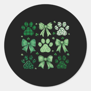Dog St Patricks Coquette Paw Paddy's Irish Shamroc Classic Round Sticker